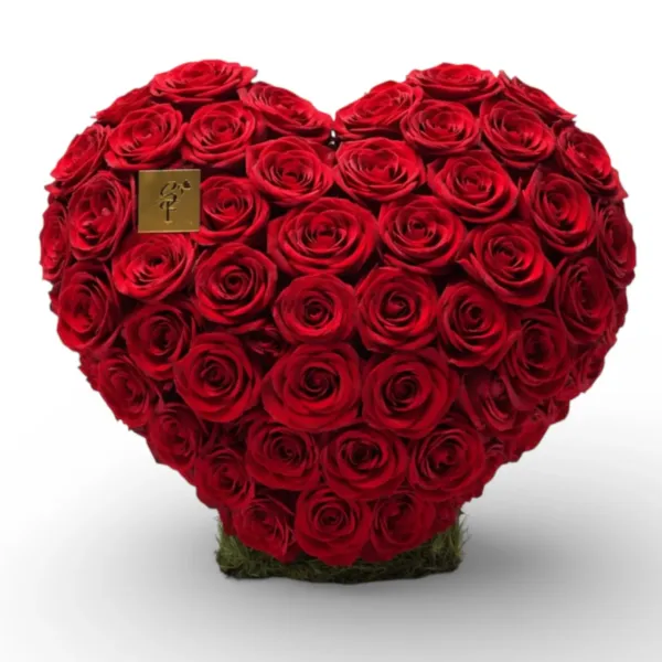 Cœur Large de Roses Rouges sur Support