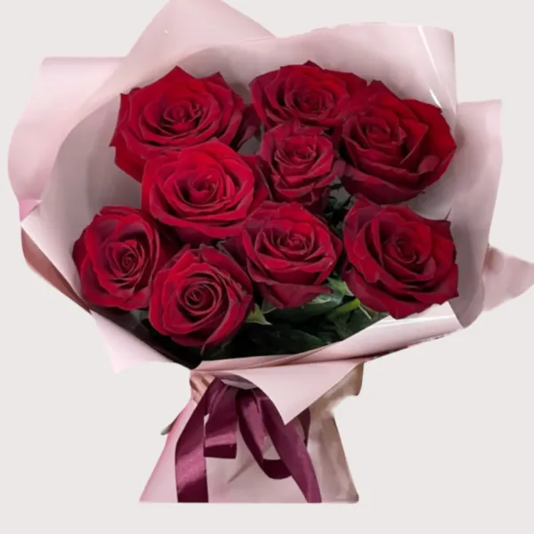Bouquet de 8 roses rouges fraîches