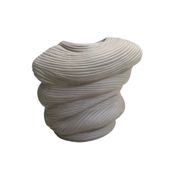 Vase mille plis en céramique vert kaki