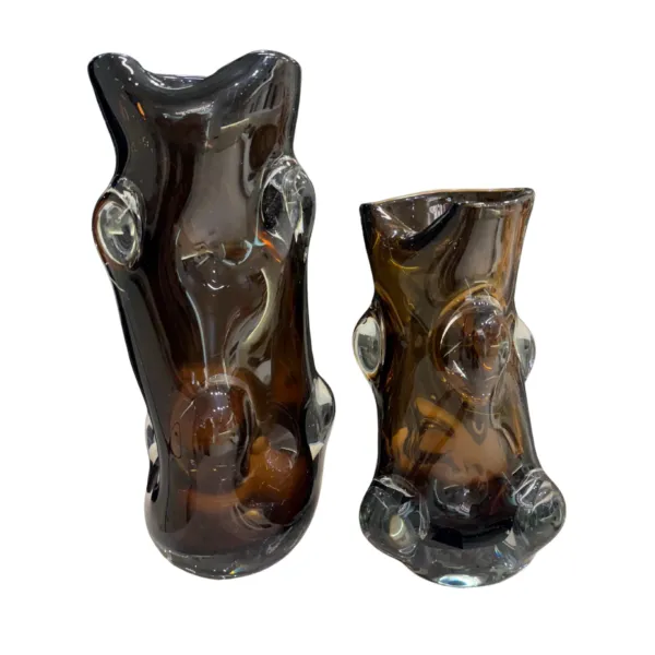 Duo Vases en verre soufflé Marron